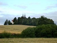 Kostel sv. Jana Nepomuckho, Krahul (kostel) - Pohled od Tele