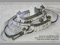Bílý Kámen - Slovensko (zřícenina hradu) - Teoretická rekonstrukce hradu ze 17. stol.