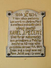 Kostel svatho Havla opata - Sulkovec (kostel) - deska na zdi pedsky
