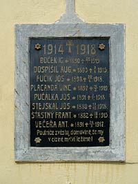 Kostel sv. Markty - Prosetn (kostel) - pamtn deska na zdi kostela