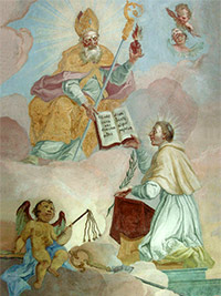 Hraditko (zmek) - Sv. Norbert hldan andlkem dtkami dostv od Boha zkon a horouc srdce (1759 Jan Vclav Spitzer)