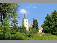 Fililn kostel sv. Stanislava - Hynina (kostel) - Kostel pi pohledu od silnice