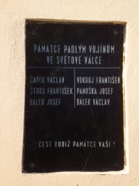 Pamtn deska Obtem 1. svtov vlky - Bratronice (pamtn deska)  - 