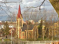 Evangelick kostel - Zbeh (kostel) - Pohled z Humence - 2009